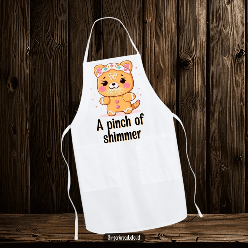 Funny gingerbread animal apron, sneezing edible glitter, comical kitchen wear, perfect funny gift for baking enthusiasts.
