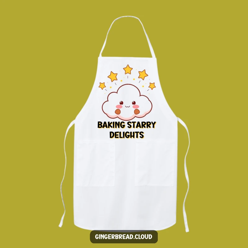 Funny Chef's Cloud Gingerbread Apron: Bake Up Smiles with Starry Kitchen Fun