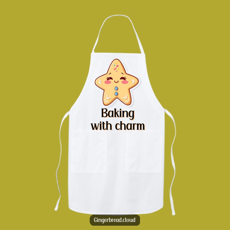 Funny Winking Gingerbread Star Apron: Bake with a Wink