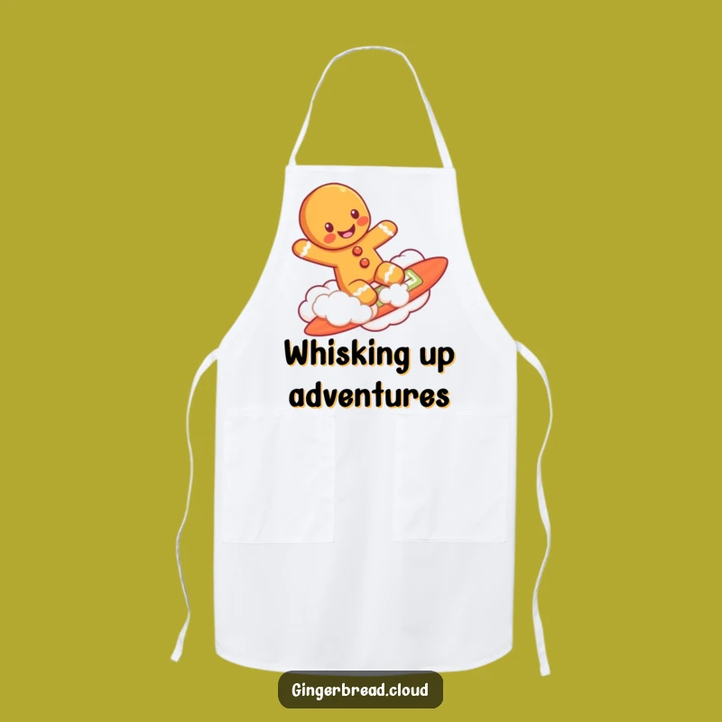 Funny Cloud Surfing Gingerbread Man Apron - Cook with Airborne Joy
