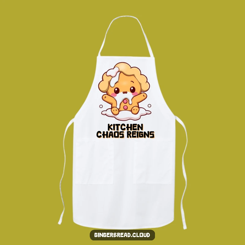 Funny Gingerbread Cloud Apron: Surprised Spill, Kitchen Mishap Gift