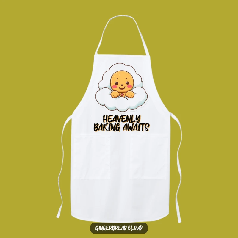 Funny Gingerbread Cloud Grin Apron - Whimsical Kitchen Fun