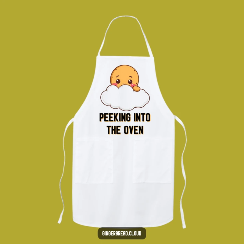 Funny Gingerbread Cloud Peek Apron - Chef's Hilarious Character Kitchenware!