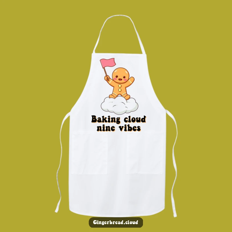 Funny Gingerbread Cloud Waving Flag Apron - Cook Up Some Holiday Cheer