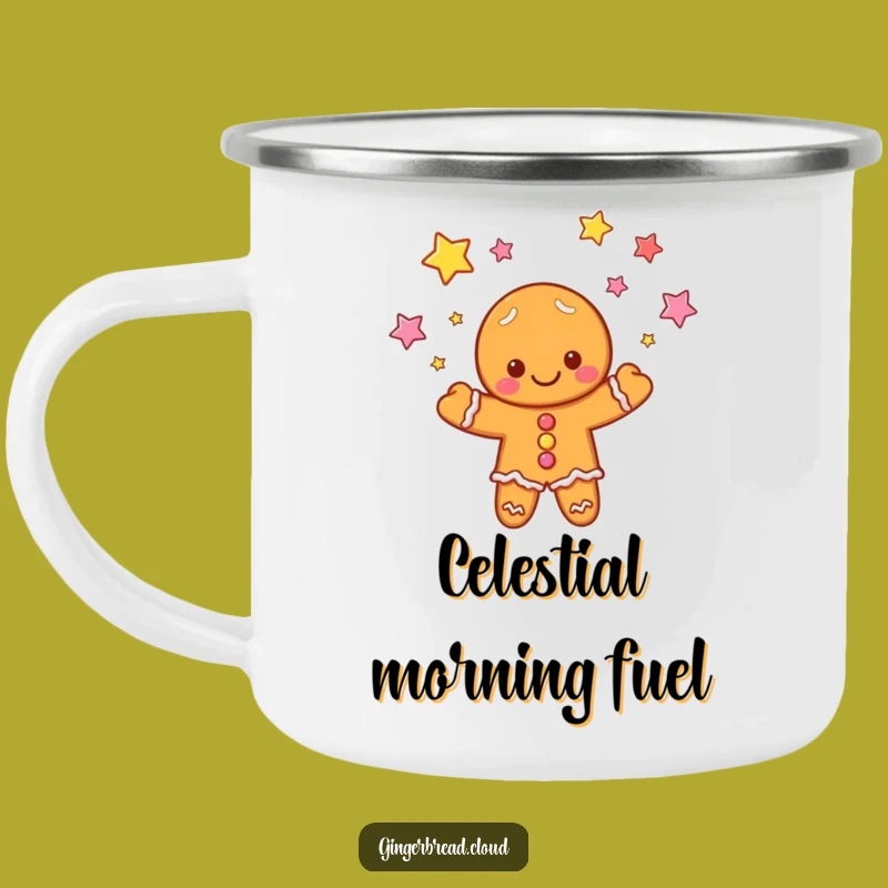 Adventure Funny Gingerbread Cloud Camping Mug: Juggling Stars, Outdoor Gift