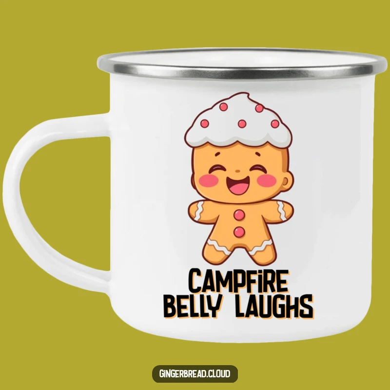 Adventure Funny Gingerbread Laughing Camping Mug: Frosting Hair, Outdoor Gift