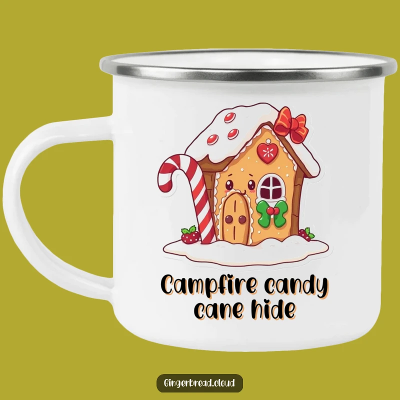Funny Gingerbread House Camping Mug: Peeking Adventures with Candy Cane Cheer Gift