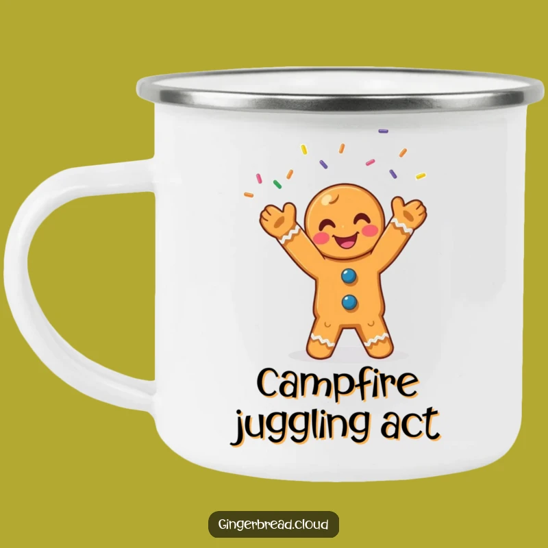 Funny Gingerbread Juggling Campfire Mug: Durable & Fun Gift
