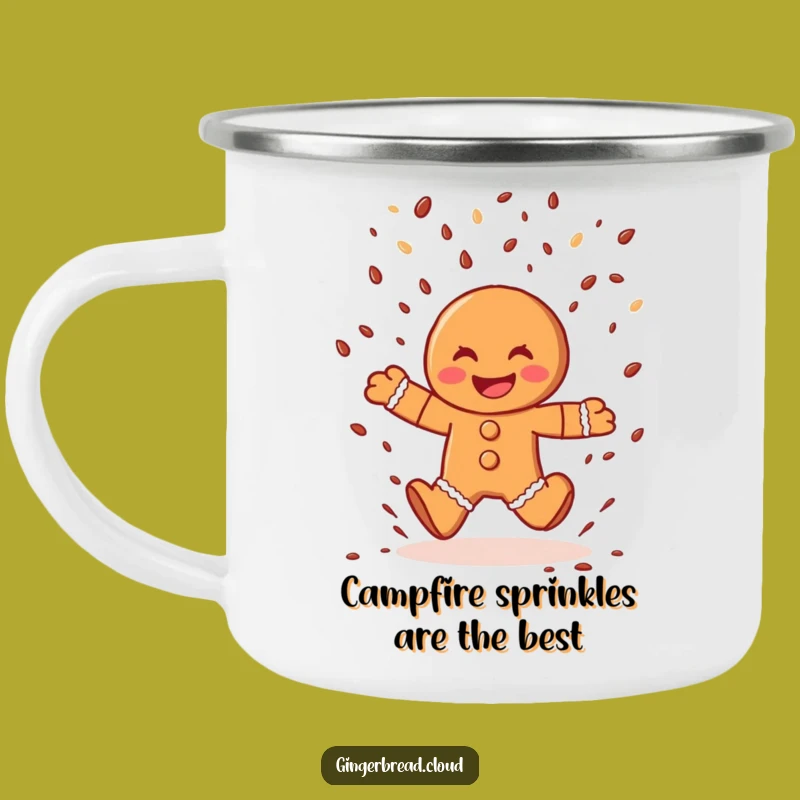 Funny Gingerbread Man Camping Mug: Trail-Ready with Sprinkle Rain Joy Gift