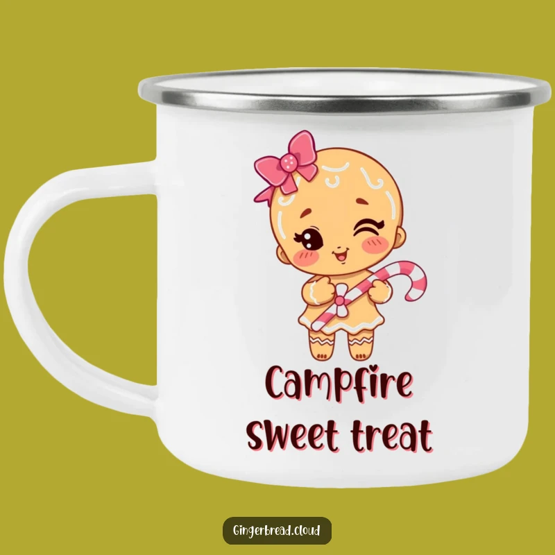 Funny Gingerbread Girl Wink Camping Mug: Sip Your Warm Drinks with Festive Outdoor Cheer