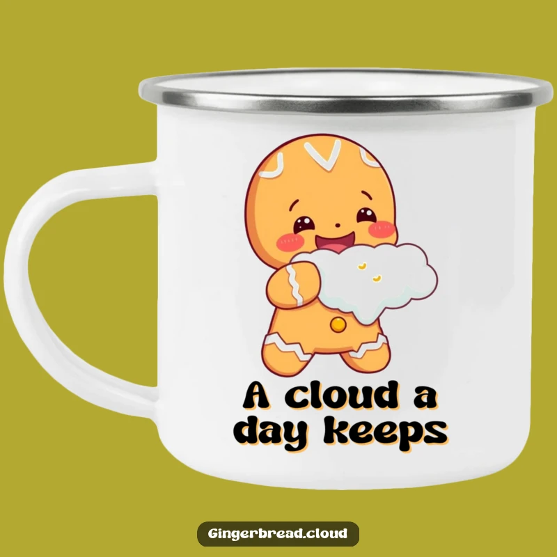Cheerful Gingerbread Cloud Bite Camping Mug: Happy Cookie Cup - Fun Gift