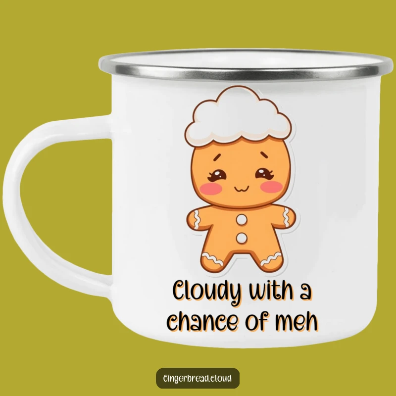 Funny Gingerbread Face Camping Mug: Rugged Cloud Hat Cookie Cup - Fun Gift