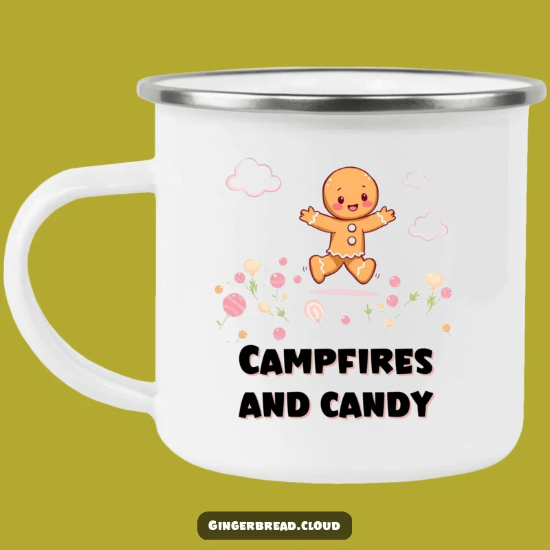 Funny Gingerbread Candy Cloud Camping Mug - Sweet Adventures Await Gift