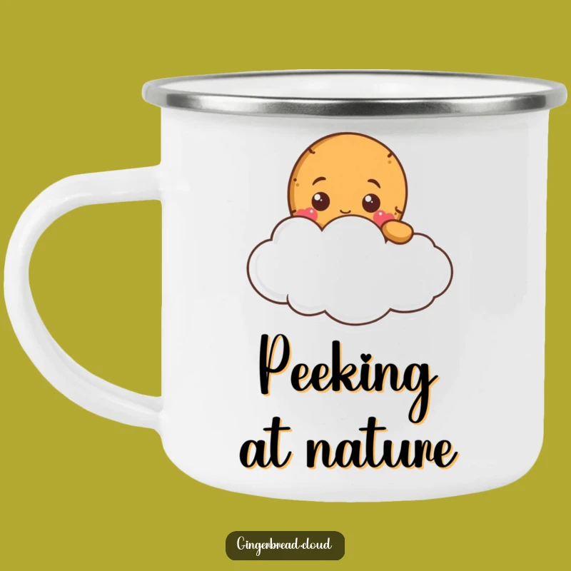 Funny Gingerbread Cloud Peek Camping Mug - Outdoor Character Drinkware!