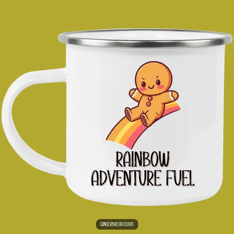 Funny Gingerbread Rainbow Camping Mug - Magical Cartoon Cup, Adventure Brew