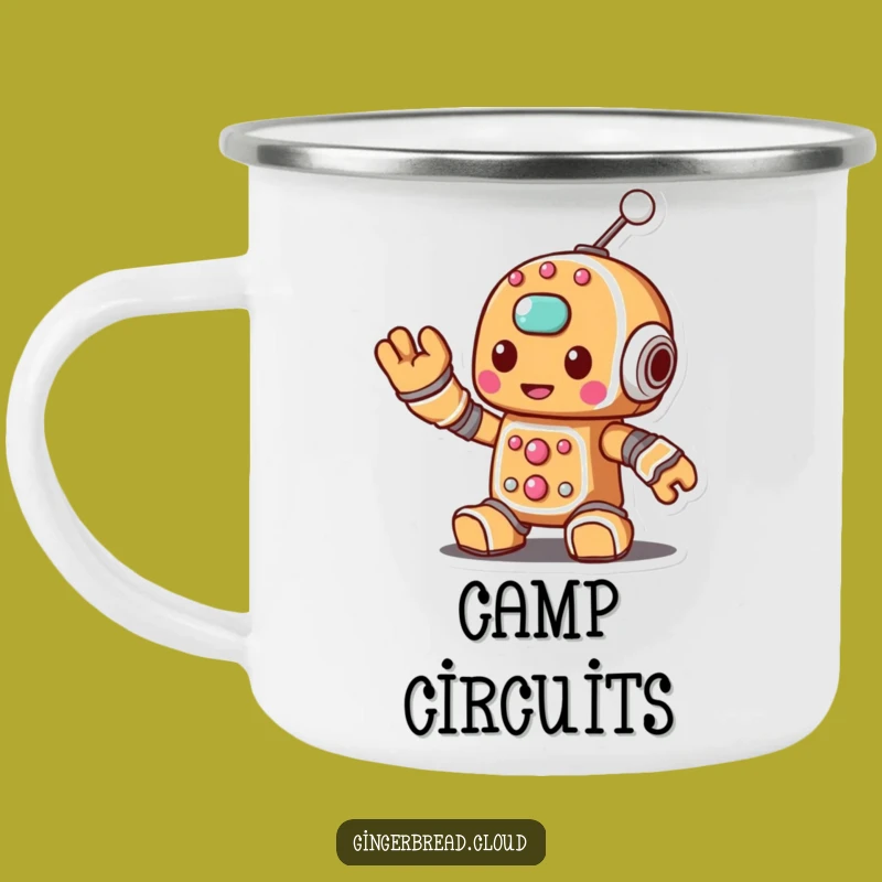 Funny Gingerbread Robot Camping Mug - Sugary Antenna for Adventure