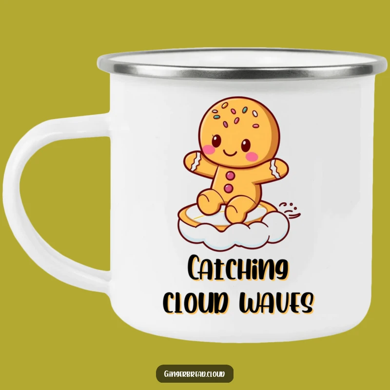 Funny Gingerbread Surf Camping Mug: Cloud Surfer - Durable & Cool Outdoor Gift!