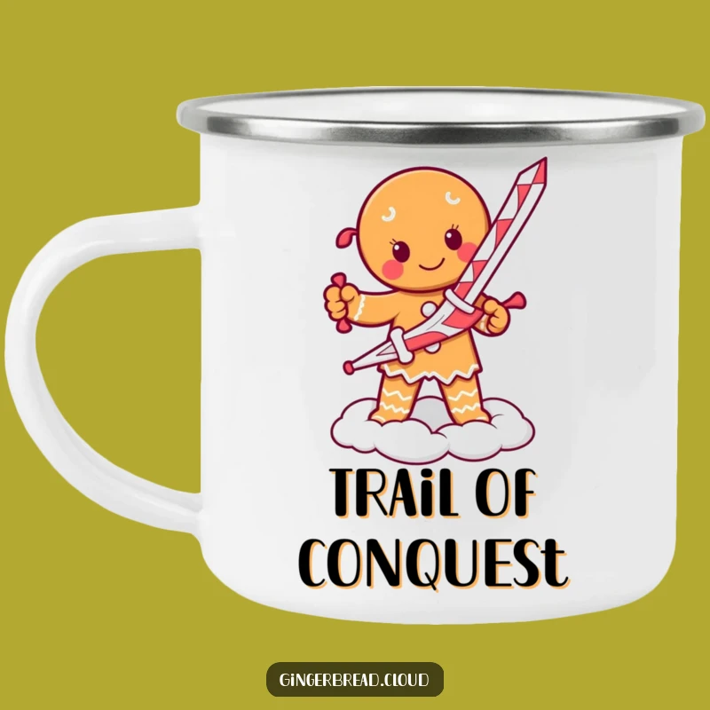 Funny Gingerbread Warrior Camping Mug: Adventure Ready, Rugged Humorous Gift