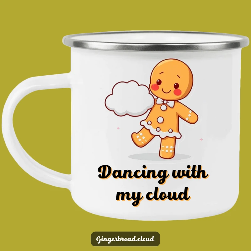Happy Gingerbread Dancing Camping Mug: Joyful Cloud Partner Cup - Fun Gift