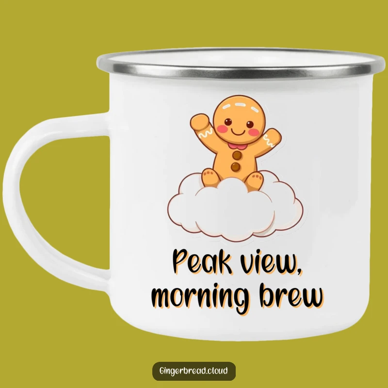Durable Funny Waving Gingerbread Cloud Camping Mug - Cheerful Adventures