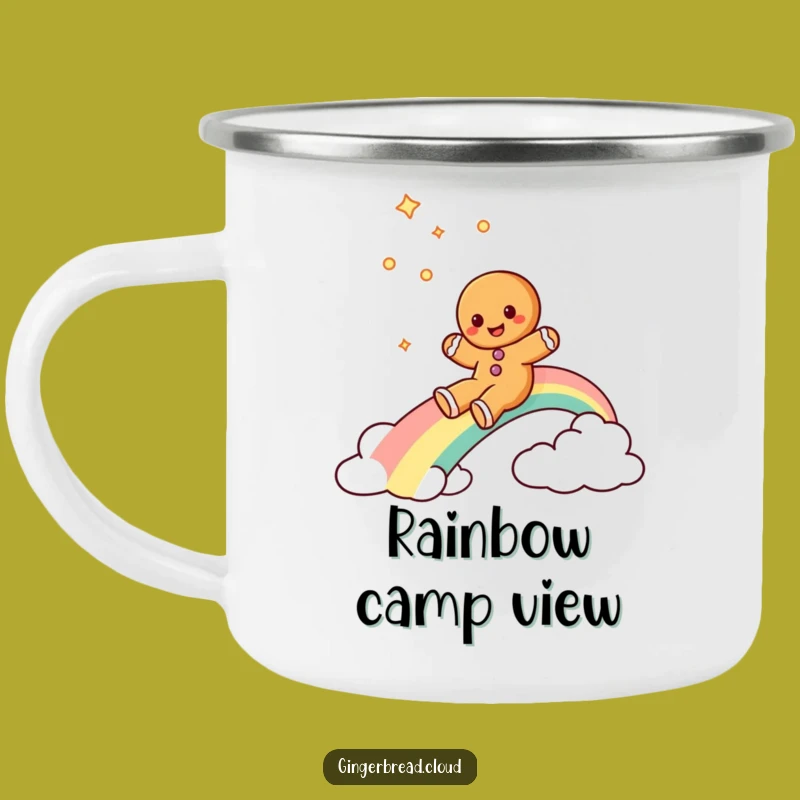 Funny Gingerbread Rainbow Camping Mug: Joyful & Durable Outdoor Gift