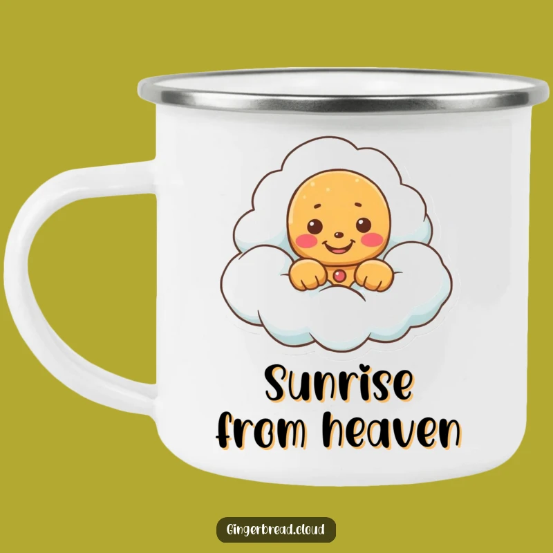 Funny Gingerbread Cloud Grin Camping Mug - Dreamy Outdoor Sip