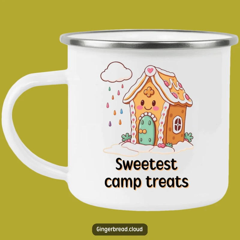 Funny Gingerbread Camping Mug: Candy Rain - Durable & Sweet Outdoor Gift!