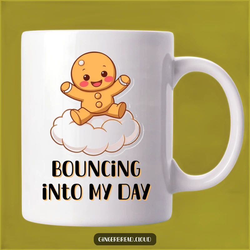 Funny Bouncy Gingerbread Cloud Mug - Energetic Character Gift!