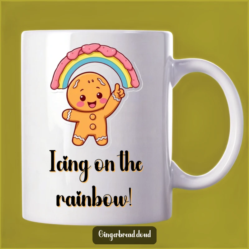 Excited Gingerbread Rainbow Mug: Icing Art Cookie - Funny Gift
