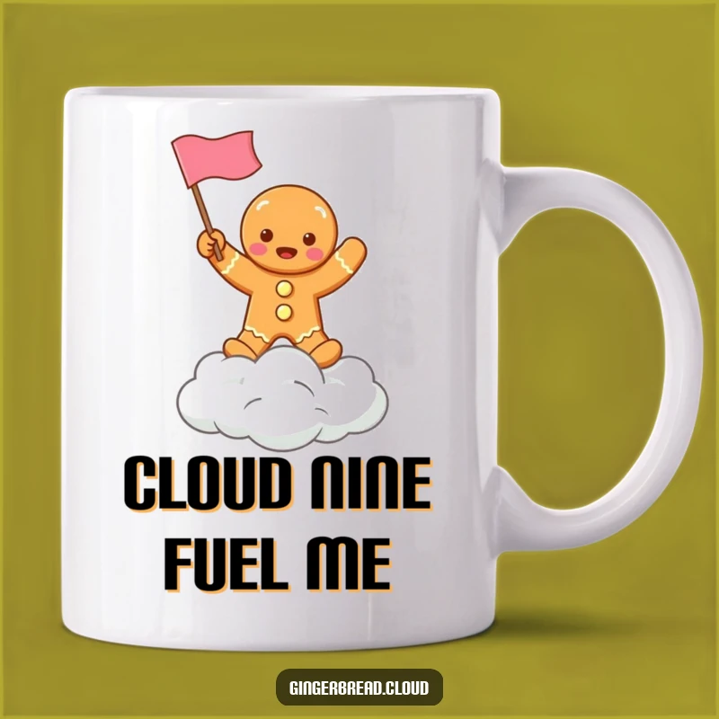 Funny Christmas Gingerbread Cloud Flag Mug - Perfect Holiday Gift for Joyful Mornings