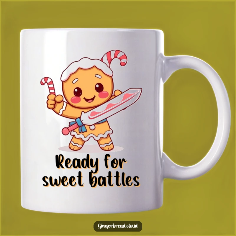 Funny Gingerbread Knight Candy Cane Sword Mug - Whimsical Gift for Him