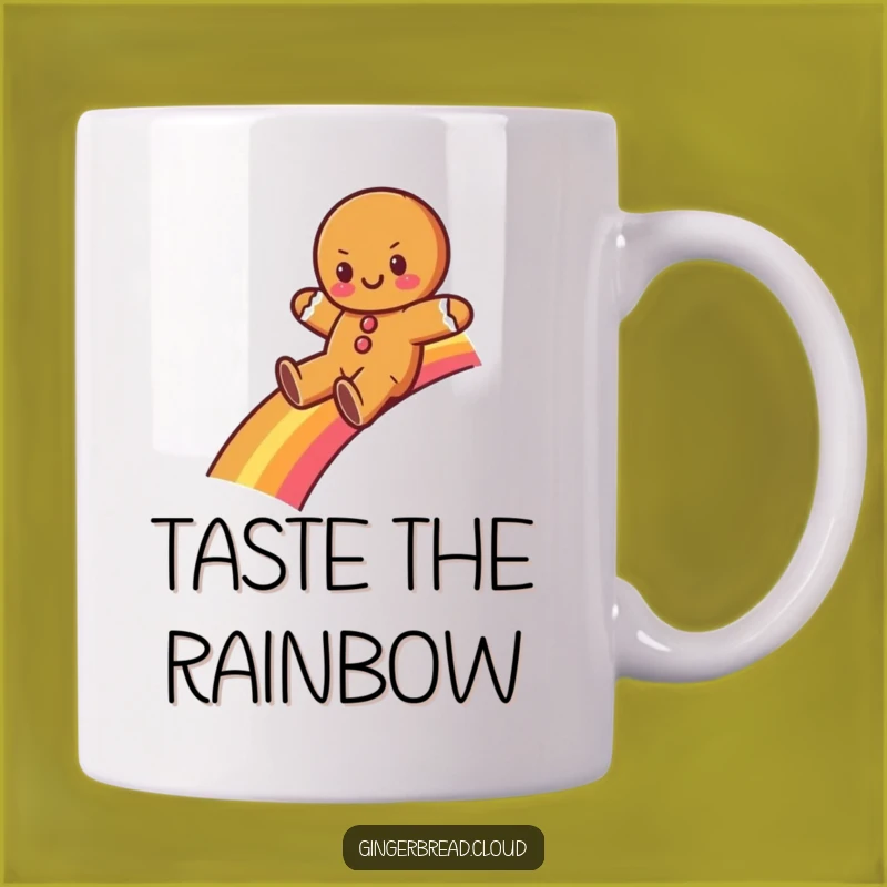 Funny Gingerbread Rainbow Mug - Whimsical Cartoon Character Gift for Happy Mornings