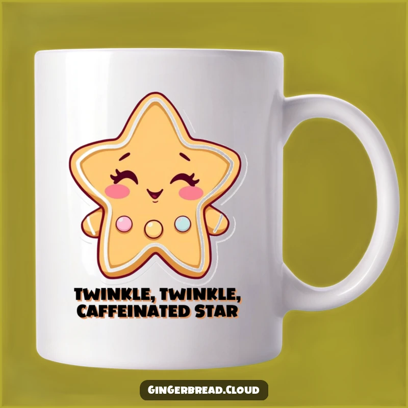 Funny Gingerbread Star Mug: Winking Charm & Twinkling Buttons, Perfect Gift