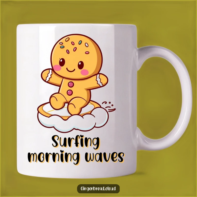 Funny Gingerbread Surf Mug: Cloud Rider - Cool & Hilarious Funny Gift!