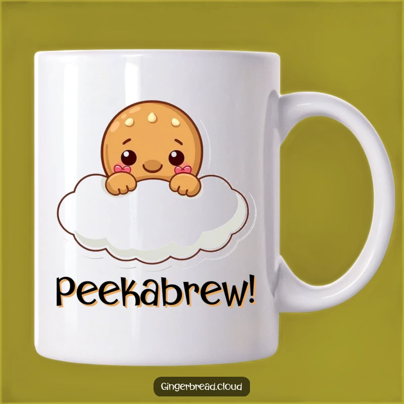 Funny Peek-a-Boo Gingerbread Cloud Mug - Playful Character Surprise Gift