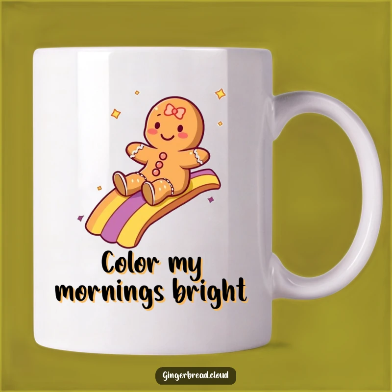 Funny Rainbow Sliding Gingerbread Mug - Magical Gift for Joyful Moments