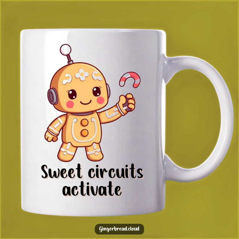 Funny Robot Gingerbread Mug - Happy Tech and Sweet Treats Gift