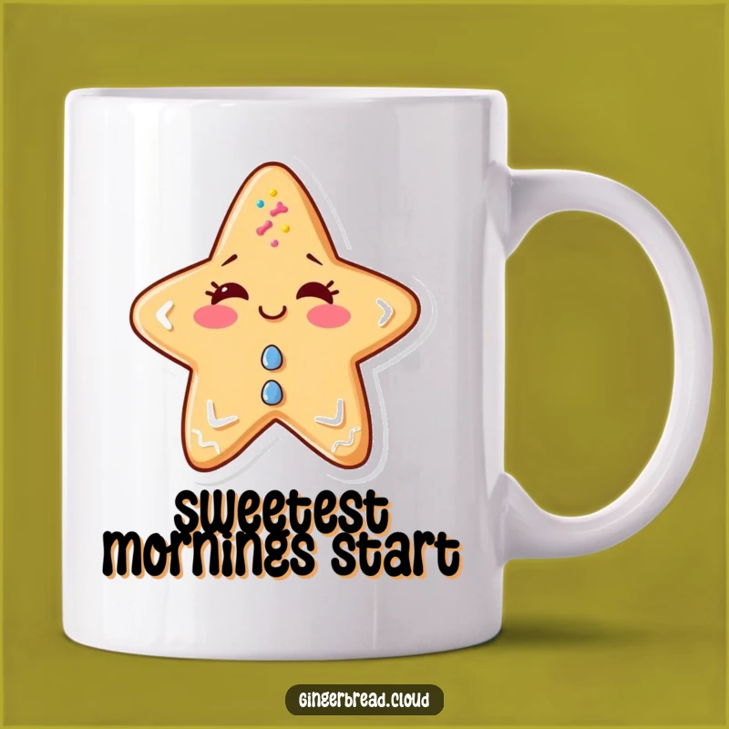 Funny Winking Gingerbread Star Mug: Mischievous Holiday Treat Gift