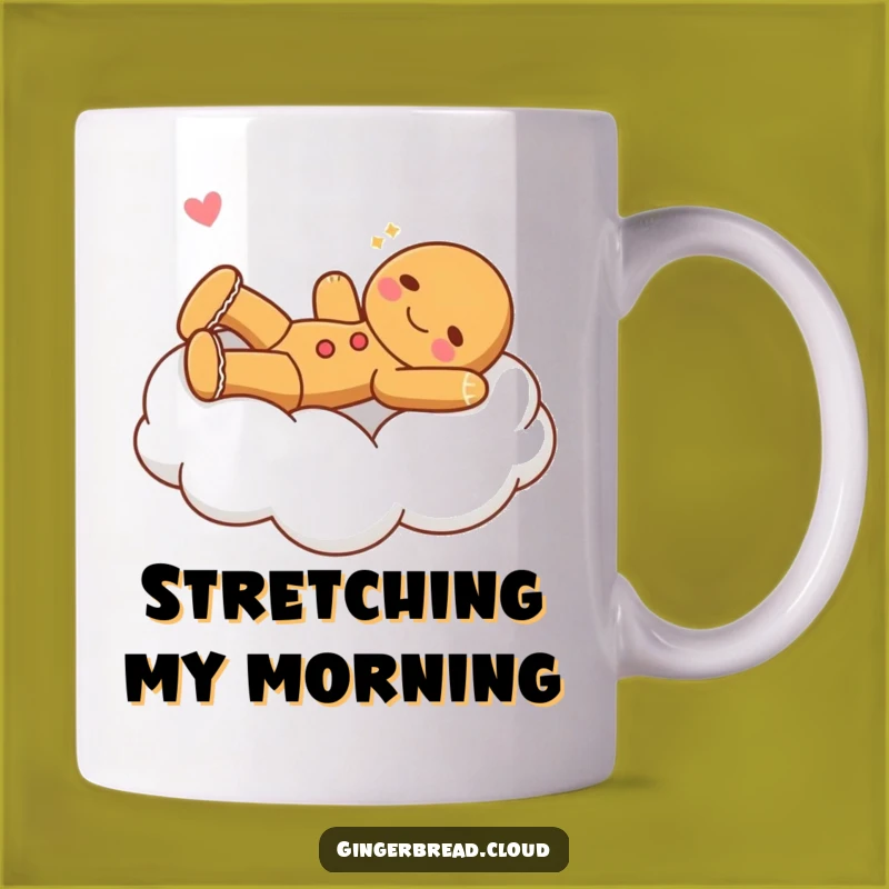 Funny Stretching Gingerbread Cloud Bed Mug - Joyful Character Gift!