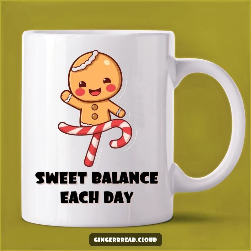 Funny Gingerbread Candy Cane Balance Mug - Sweet Tricks and Smiles Gift