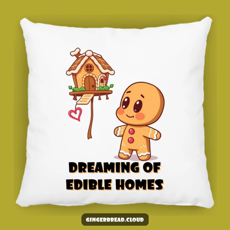 Big Eyes Gingerbread Pillow: Comfy Floating House Cushion - Cute Gift