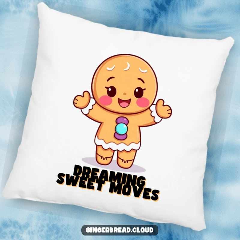 Funny pillow: A smiling gingerbread with candy buttons dances playfully, offering a soft touch of cheerful decor.