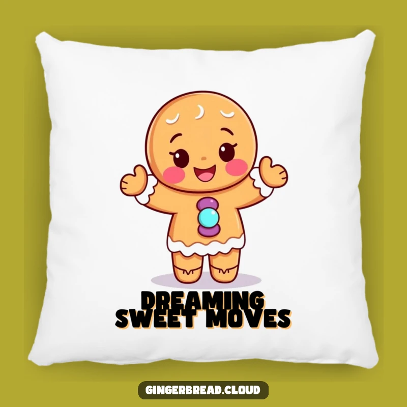 Comfy Funny Gingerbread Dancer Pillow: Candy Buttons, Cozy Moves Gift