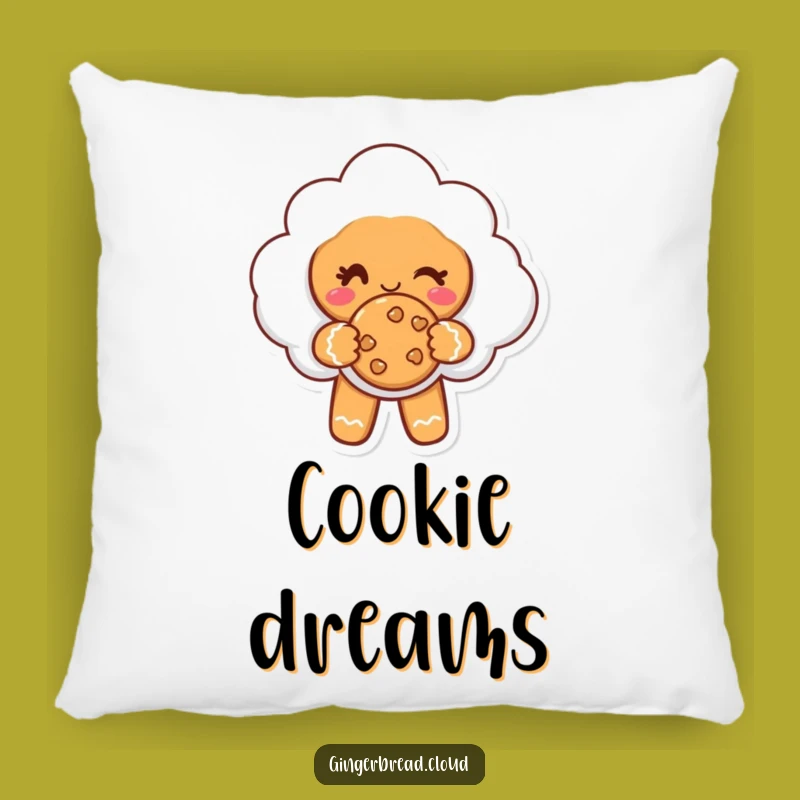 Funny Gingerbread Cloud Pillow - Cozy Wink & Cookie Accent