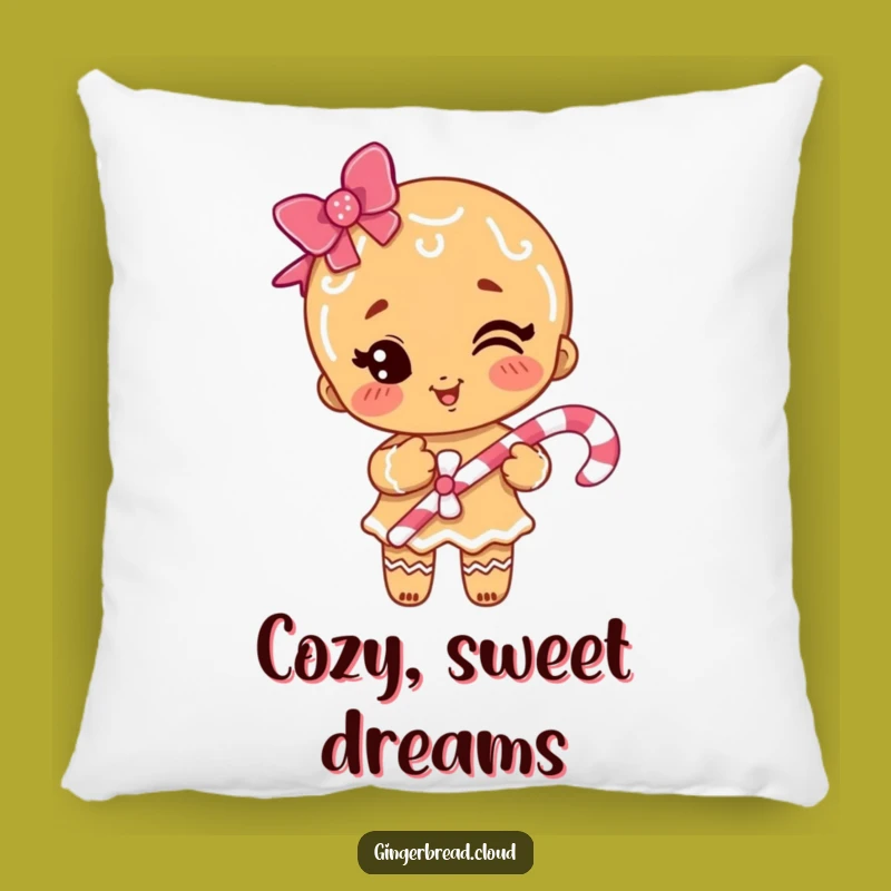 Soft Funny Gingerbread Girl Wink Pillow: Cozy Up with Festive, Playful Holiday Comfort