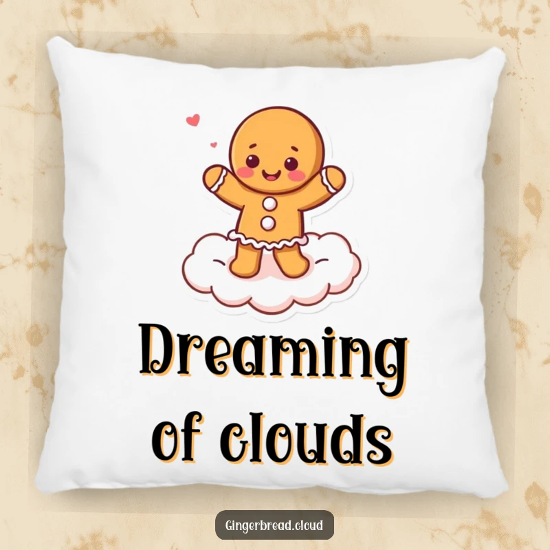 Funny gingerbread dancer pillow, soft and comfortable cushion featuring a character dancing on a cloud.