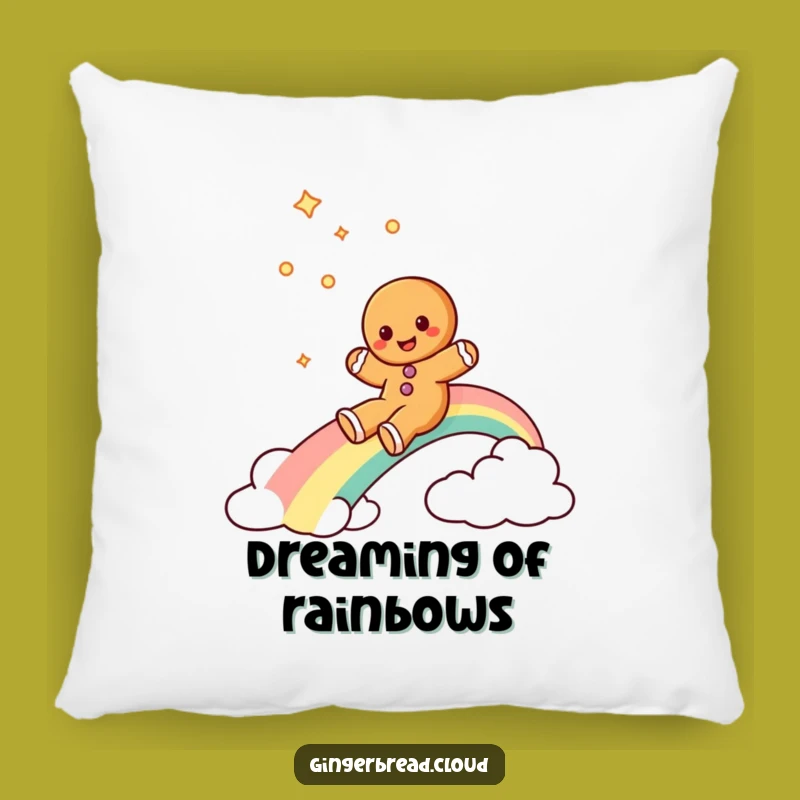 Funny Gingerbread Rainbow Pillow: Soft & Joyful Cookie Cushion, Cozy Gift