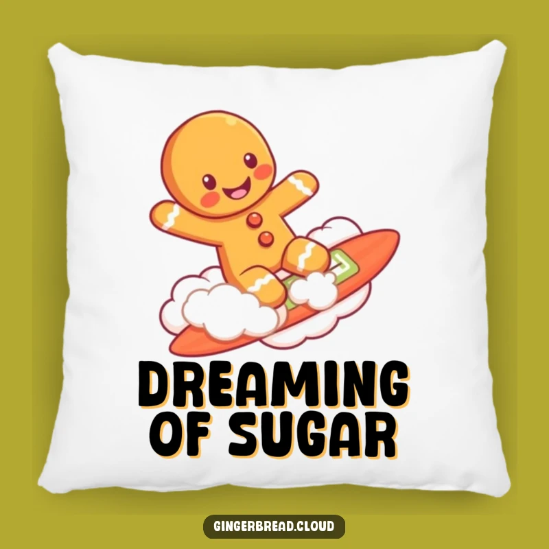 Funny Cloud Surfing Gingerbread Man Pillow - Dreamy Comfort and Cheer
