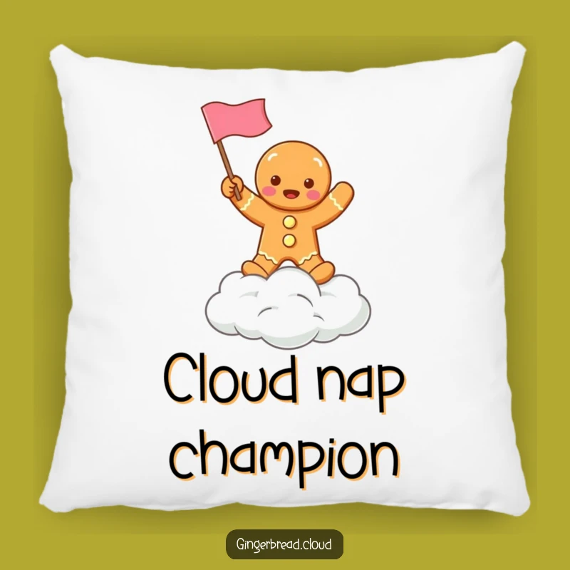 Funny Gingerbread Cloud Waving Flag Pillow - Cozy Comfort and Holiday Laughs