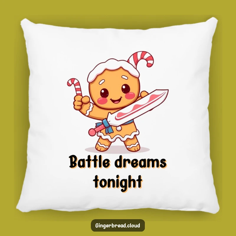 Funny Gingerbread Knight Candy Cane Sword Pillow - Cozy Decor Gift